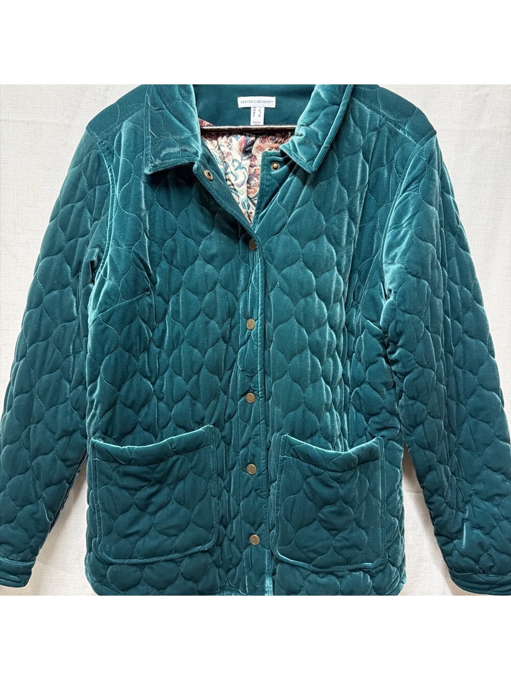 Canyon Retreat Women’s Green Quilted Snap Front Lined Collared Jacket XL